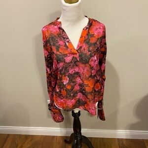 Steve Madden Floral V-Neck Women's Top - Pink and Red